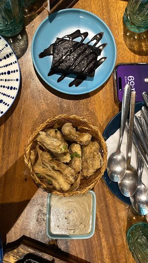 vegan choco-fudge brownie and 6 pieces plain cosmic fried chick'un mushroom gravy  at Cosmic - Pasig in Pasig
