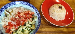 Spicy garlic rice and eggplant salad at Cosmic - Pasig in Pasig