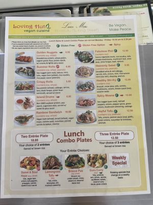 Lunch menu at Loving Hut - King St in Honolulu