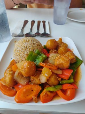 Sweet and sour tofu at Loving Hut - King St in Honolulu