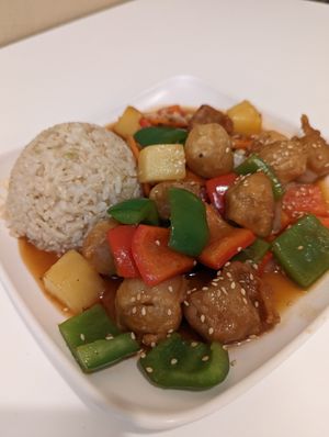 Sweet and sour hapa curry at Loving Hut - King St in Honolulu