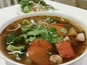 Royal noodle soup at Loving Hut - King St in Honolulu