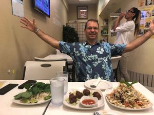 Date night with my wife and delicious plant based/vegan cuisine!  at Loving Hut - King St in Honolulu