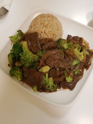 Broccoli beef at Loving Hut - King St in Honolulu
