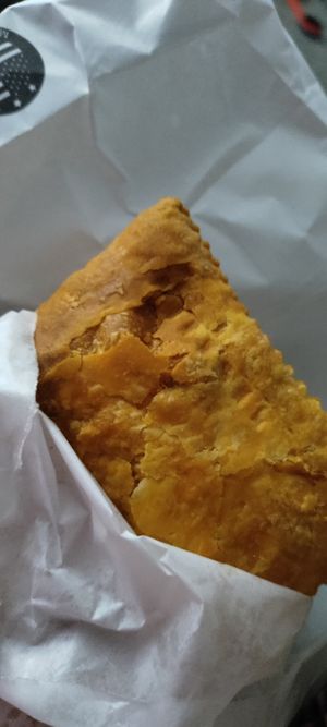 Jamaican beef patty at Eliza's Vegan Café in Florence