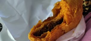 Jamaican beef patty at Eliza's Vegan Café in Florence