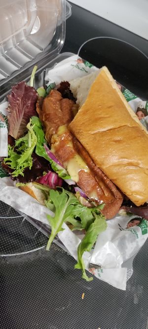 Collosal chicken sandwich at Eliza's Vegan Café in Florence