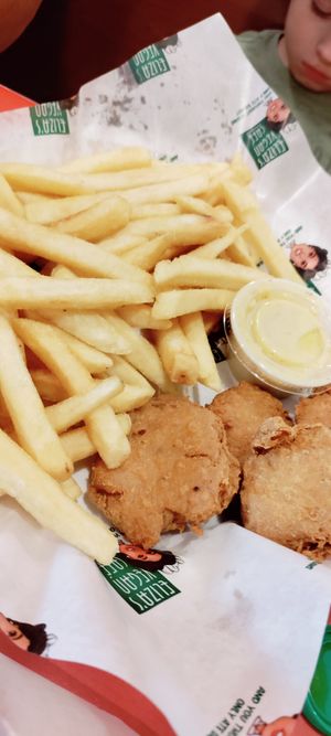 Chicken nuggets and fries at Eliza's Vegan Café in Florence