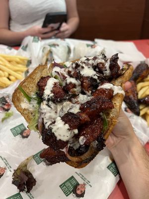 Look at those tasty “riblets” covered in garlic sauce  at Eliza's Vegan Café in Florence