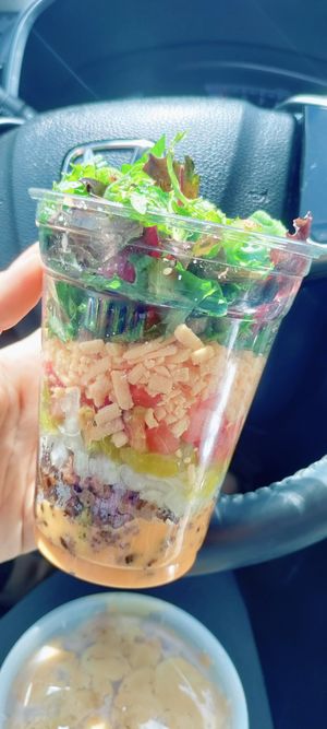 Cheeseburger cup at Eliza's Vegan Café in Florence