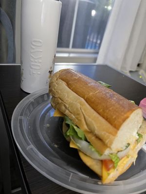 Great sandwich to store in a cooler on our road trip. This is half a portion  #Veganuary at Eliza's Vegan Café in Florence