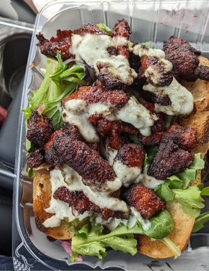 Rib sandwich at Eliza's Vegan Café in Florence