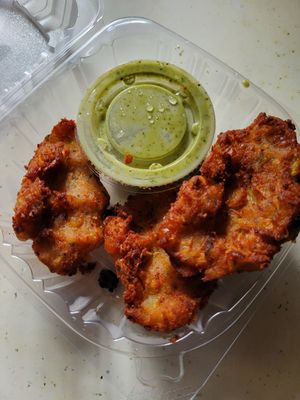 Chickpea fritters at Eliza's Vegan Café in Florence