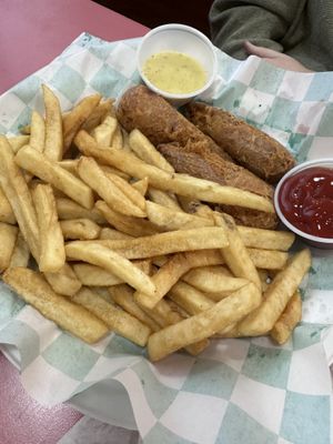 Drum stick basket   at Eliza's Vegan Café in Florence