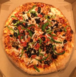 Veggie Classic pizza with dairy-free cheese (vegan) at Toppers Pizza in Lakeville