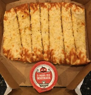 Topperstix with dairy-free cheese (a.k.a. Veganstix) at Toppers Pizza in Lakeville