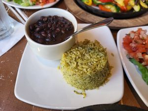 Black beans and cilantro lime rice at Iron Cactus in San Antonio