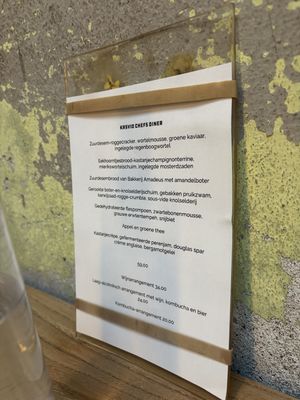 Menu  at Kasvio in Utrecht