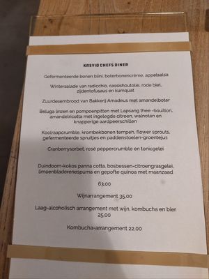Chef menu toen wij er waren. Let op het chefs menu veranderd +- elke 2 a 3 maanden. at Kasvio in Utrecht
