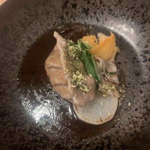 Raviolo filled with herbs and seitan  at Kasvio in Utrecht