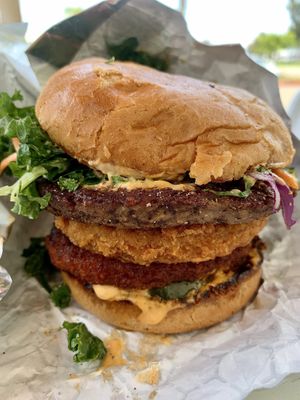 Truffle, Hot Chik & Alpha Chik patty burger  at Spotless Burgers in Glendora