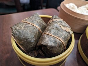 Mini sticky rice. Had mushrooms and carrots. at Vegetarian Dim Sum House in New York City