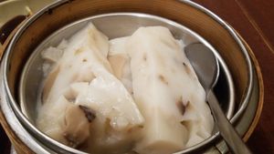 Steamed turnip cake at Vegetarian Dim Sum House in New York City