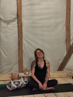 Goda teaching Restorative Yoga  at RisingSoul Retreat in Tryavna