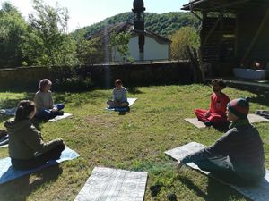 Outdoor meditation  at RisingSoul Retreat in Tryavna