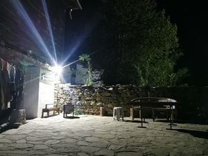 Courtyard in moonlight  at RisingSoul Retreat in Tryavna
