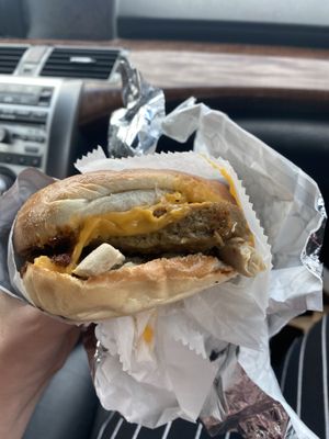 chipotle sausage egg and cheese (SEC) but subbed egg for chick’n  at OCA Mocha in Halethorpe