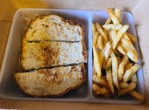 Vegan grilled cheese and fries at TownHall in Columbus