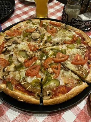 Mushroom pepper tomato   at Prince Pizzeria in Saugus