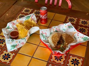 Crunchy Wrap with Chips and Salsa at Bonita's Cantina in St Thomas