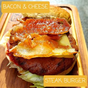 Vegan bacun and steak cheeseburger at The Vegan Regime in Istanbul