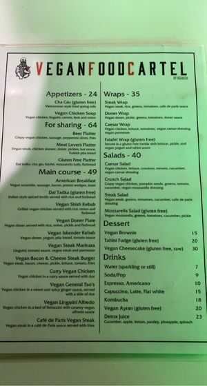 Menu at The Vegan Regime in Istanbul