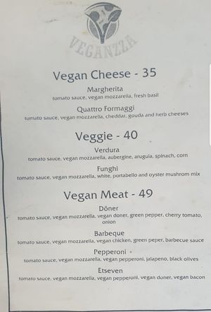 Pizza menu at The Vegan Regime in Istanbul
