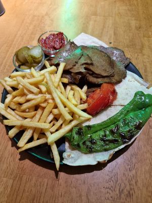 Döner plate with fries and bread #Veganuary at The Vegan Regime in Istanbul
