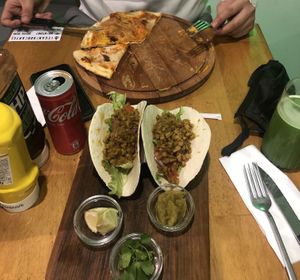 Pizza and tacos   at The Vegan Regime in Istanbul