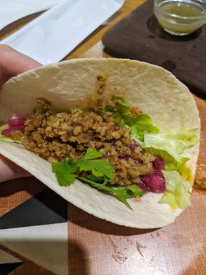 Soft tacos without tomato (very yum!) at The Vegan Regime in Istanbul