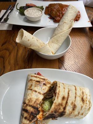 Doner wrap, tantuni wrap & iskender kebab  at The Vegan Regime in Istanbul