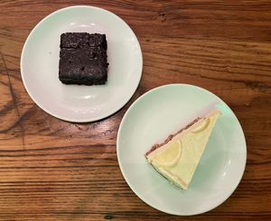 Lemon cheesecake & brownie  at The Vegan Regime in Istanbul