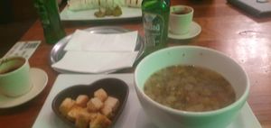 Linsensuppe mit Croutons at The Vegan Regime in Istanbul