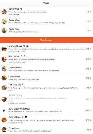 Menu (Dec/2023) at The Vegan Regime in Istanbul