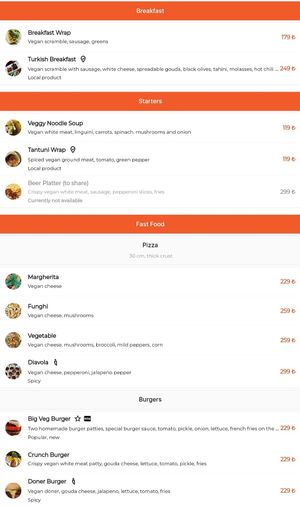 Menu (Dec/2023) at The Vegan Regime in Istanbul