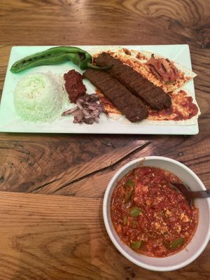 Adana kebab, menemen  at The Vegan Regime in Istanbul