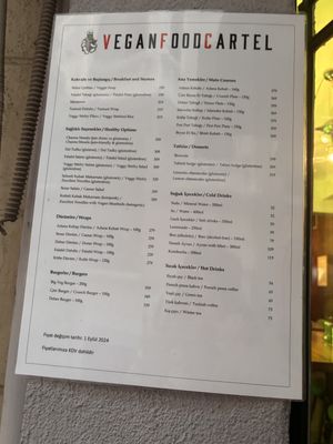 Updated menu  at The Vegan Regime in Istanbul
