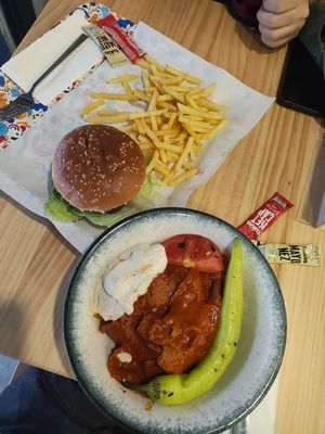 iskender and burger at The Vegan Regime in Istanbul