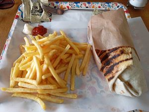 Caesar seitan wrap and fries at The Vegan Regime in Istanbul