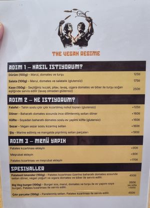 Menü at The Vegan Regime in Istanbul